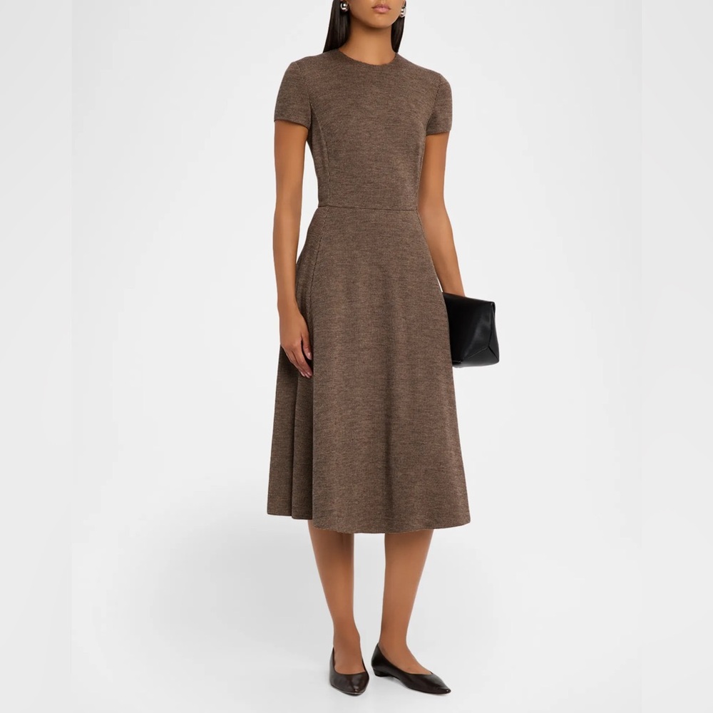 ❌❌RALPH LAUREN COLLECTION MARGARET TICKWEAVE JERSEY SHORT SLEEVE MIDI DRESS - Picture 2 of 9